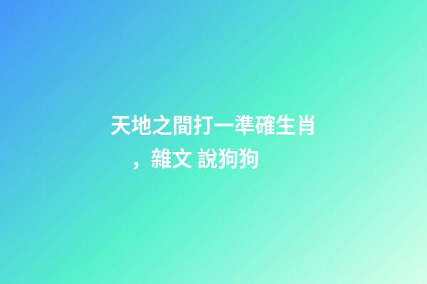 天地之間打一準確生肖，雜文 說狗狗